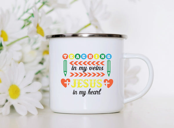 Emaille Tasse teaching jesus lehrer