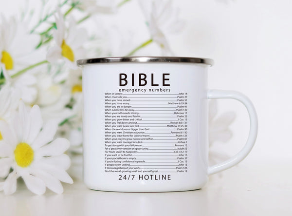 Emaille Tasse bible emegrency numbers