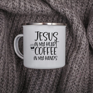 Emaille Tasse jesus in my heart coffee in my hands