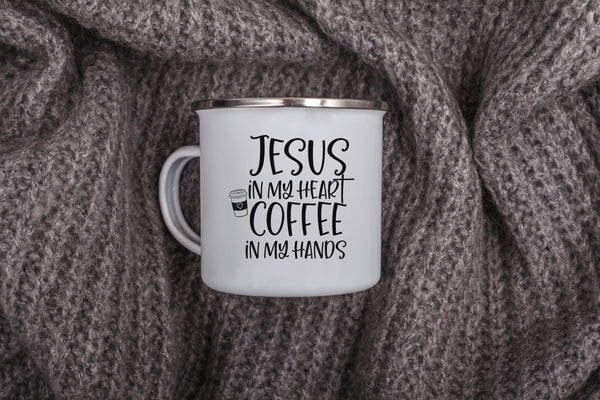 Emaille Tasse jesus in my heart coffee in my hands