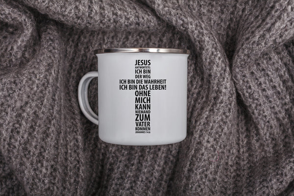 Emaille Tasse jesus antwortete