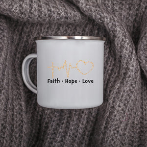 Emaille Tasse faith hope love