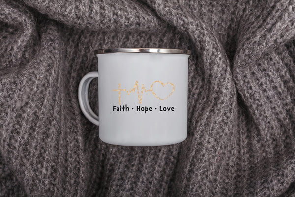 Emaille Tasse faith hope love