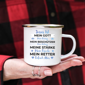 Emaille Tasse jesus ist mein gott