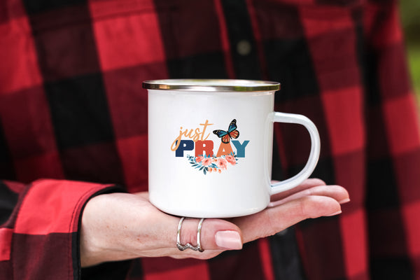 Emaille Tasse just pray