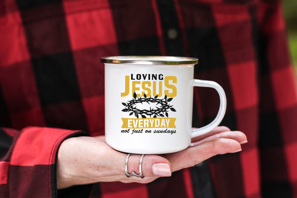 Emaille Tasse loving jesus everyday