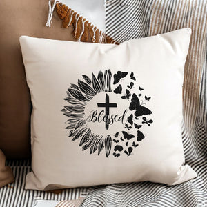 Kopfkissen zweifarbig blessed sonneblume schmetterling