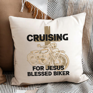 Kopfkissen zweifarbig cruising for jesus blessed biker