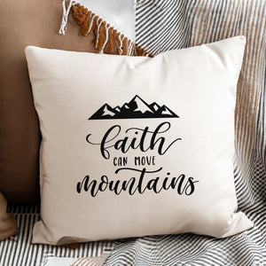 Kopfkissen zweifarbig faith can move mountains