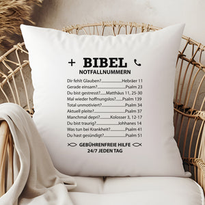 Kopfkissen zweifarbig bibel notfallnummern
