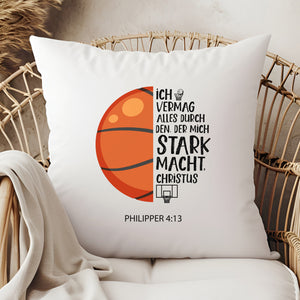 Kopfkissen zweifarbig der mich stark macht philipper 4:13 basketball