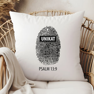 Kopfkissen zweifarbig unikat fingerabdruck psalm 13:9