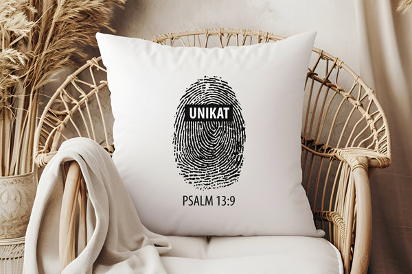 Kopfkissen zweifarbig unikat fingerabdruck psalm 13:9