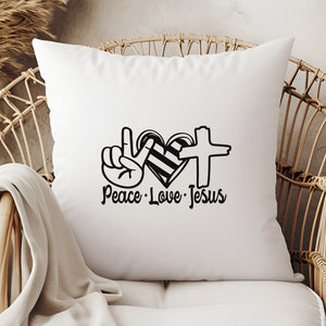 Kopfkissen zweifarbig peace love jesus