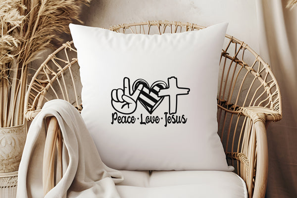 Kopfkissen zweifarbig peace love jesus