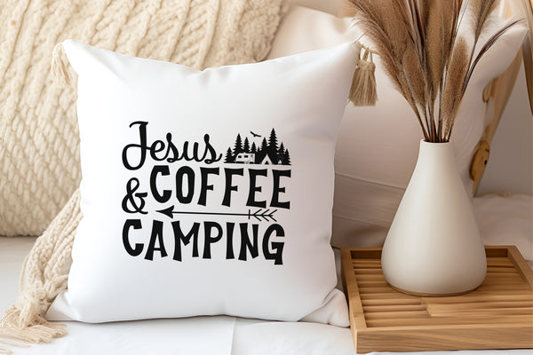 Kopfkissen zweifarbig jesus coffee camping