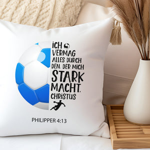Kopfkissen zweifarbig der mich stark macht philipper 4:13 handball