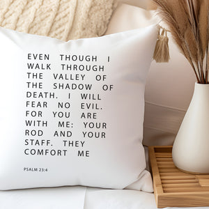 Kopfkissen zweifarbig i will fear no evil psalm 23:4