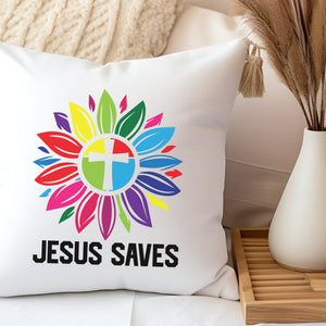 Kopfkissen zweifarbig jesus saves blume