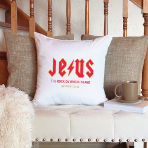 Kopfkissen zweifarbig jesus the rock matthew 7:24-25