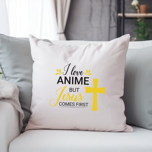 Kopfkissen zweifarbig i love anime but jesus comes first