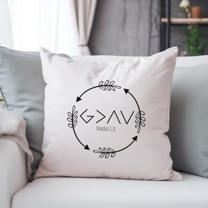 Kopfkissen zweifarbig got is greater romans 8:28 pfeile