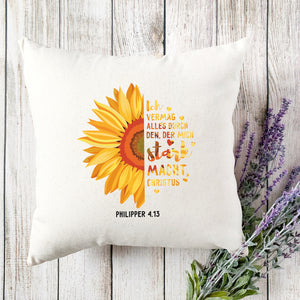 Kopfkissen zweifarbig sonnenblume ich vermag alles