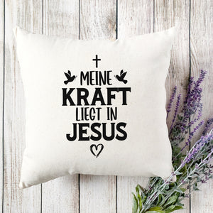 Kopfkissen zweifarbig meine kraft liegt in jesus