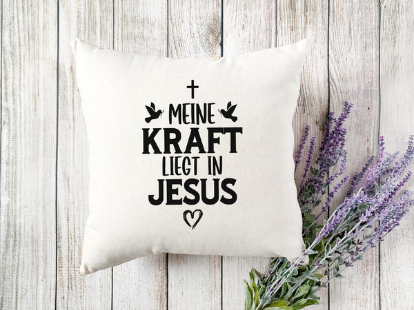 Kopfkissen zweifarbig meine kraft liegt in jesus