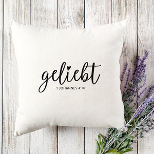Kopfkissen zweifarbig geliebt 1 johannes 4:16