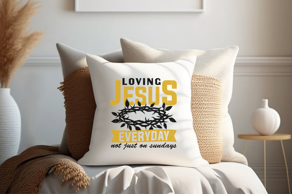 Kopfkissen zweifarbig loving jesus everyday