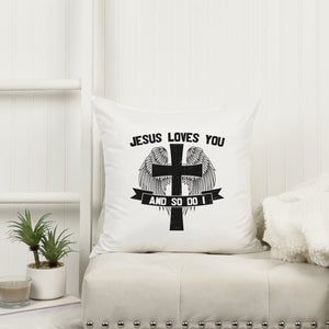Kopfkissen zweifarbig jesus loves you and so do i
