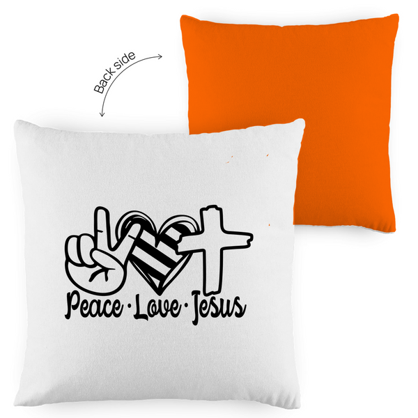 Kopfkissen zweifarbig peace love jesus