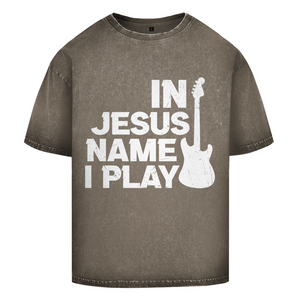 Oversize Washed T-Shirt in jesus name i play guitarist
