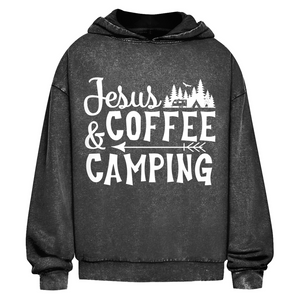 Oversize Washed Hoodie jesus coffee camping