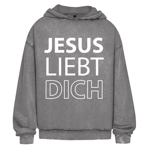 Oversize Washed Hoodie jesus liebt dich