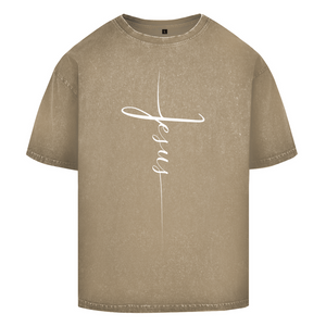 Oversize Washed T-Shirt jesus kreuz