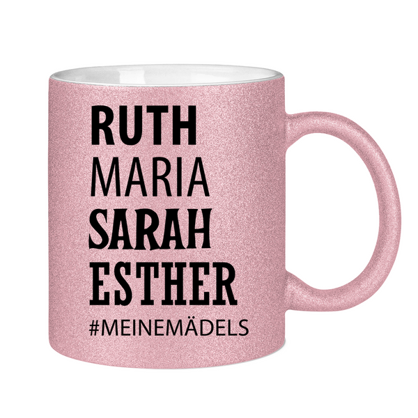 Glitzertasse ruth maria sarah esther