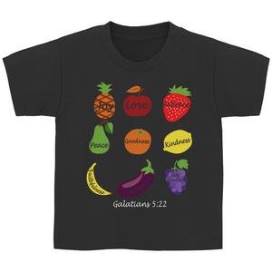 Kinder T-Shirt joy love patience galatians 5:22