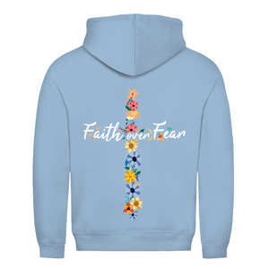Herren Hoodie faith over fear blumen kreuz