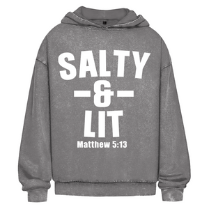 Oversize Washed Hoodie salty and lit matthew 5:13