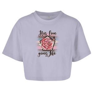 Damen Oversize Crop Top his love gives life