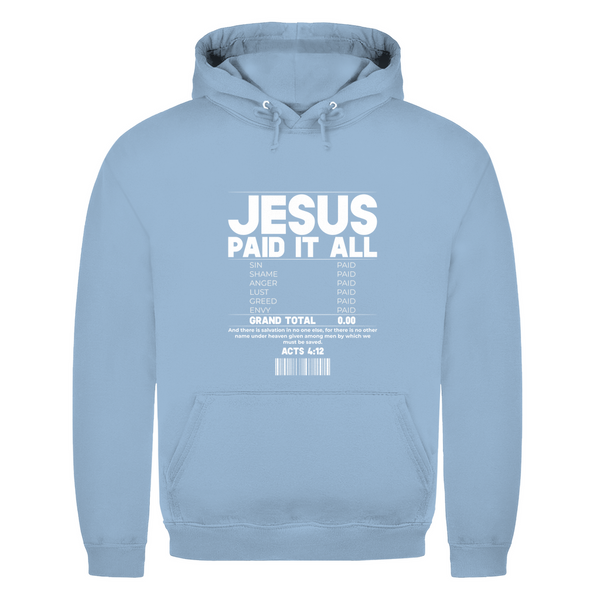 Herren Hoodie jesus paid it all acts 4:12