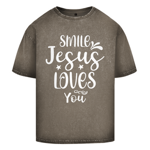 Oversize Washed T-Shirt smile jesus loves you