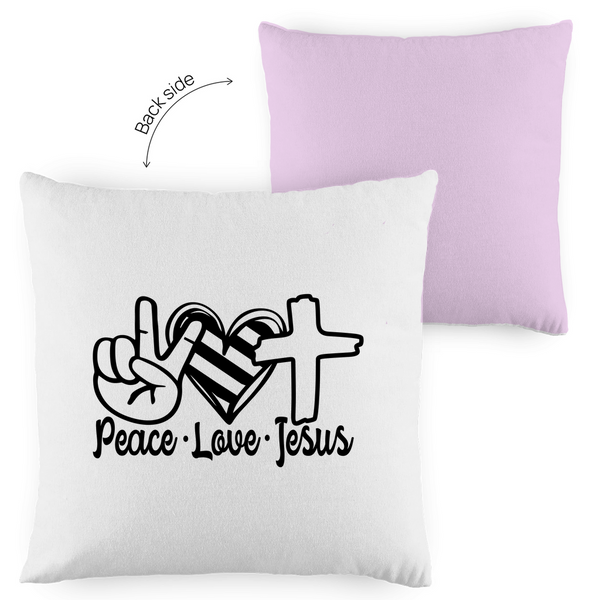 Kopfkissen zweifarbig peace love jesus