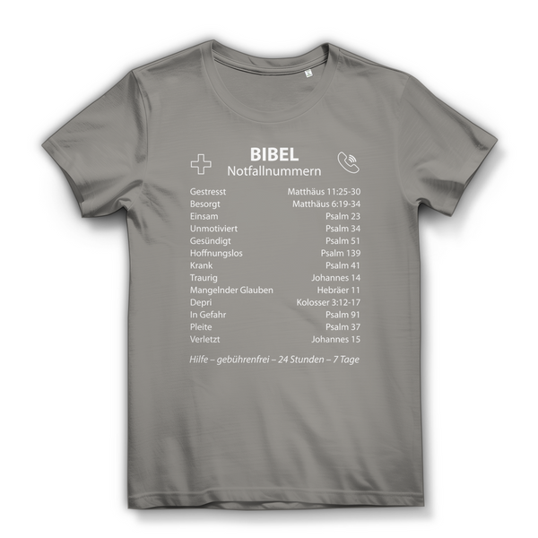 Damen Bio T-Shirt bibel notfallnummern