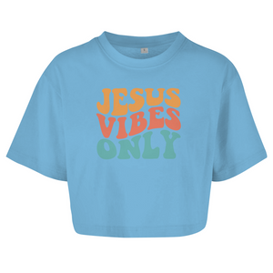 Damen Oversize Crop Top jesus vibes only
