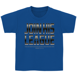 Kinder T-Shirt Join his league romans 3:25-26