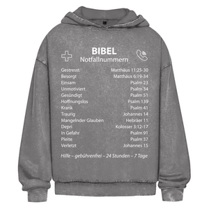 Oversize Washed Hoodie bibel notfallnummern