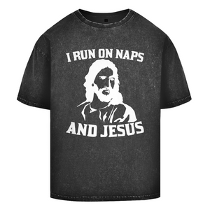 Oversize Washed T-Shirt i run on naps and jesus